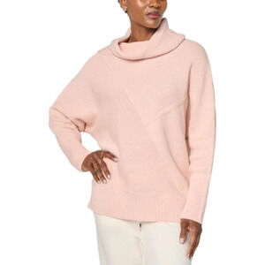 WynneCollection Women's Seaming Detail Cowl-Neck Sweater Pink - Regular